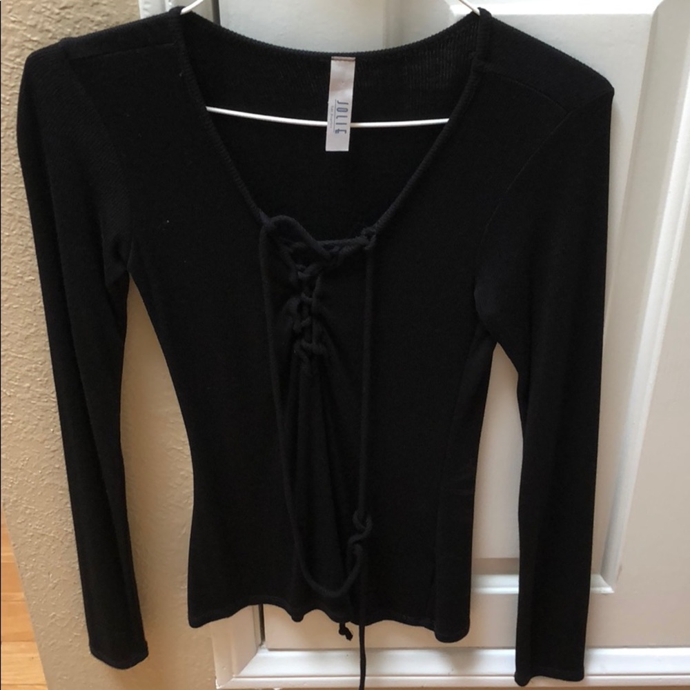 Black long sleeve with tie up front